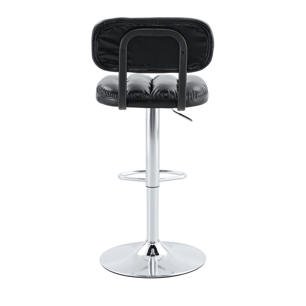 English Elm Set of 2 Adjustable Pu Leather Barstools with Chrome Base for Kitchen or Home Bar Black,Silver W3875P378576