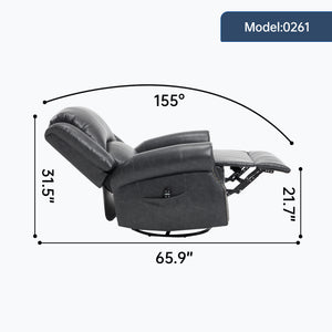 English Elm Heat Massage Rocker Swivel Recliner Chair with Lumbar Relief Nodes for Living Room Grey W3224S00030