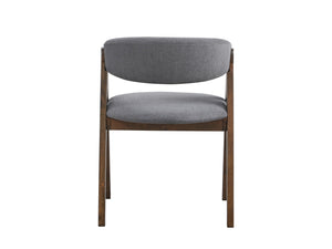English Elm Keiki Modern Gray Fabric Side Chair Set of 2 with Padded Curved Back, Walnut Legs for Dining B2726P246309