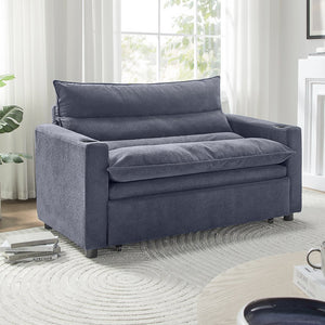 English Elm Convertible Velvet Sofa Bed 3-in-1 Loveseat Chaise 47" Sleeper with Adjustable Backrest & Cupholder W1117P265780