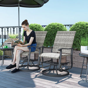 English Elm Outsunny Pe Wicker Swivel Glider Patio Chairs Set of 2 with High Back Steel Frame W2225P485597
