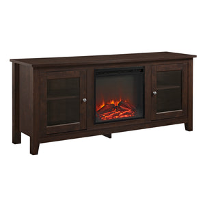 58" Fireplace Stand with Doors Traditional Brown W58FP4DWTB Walker Edison