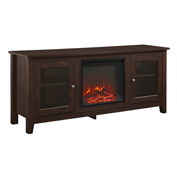 58" Fireplace Stand with Doors Traditional Brown W58FP4DWTB Walker Edison