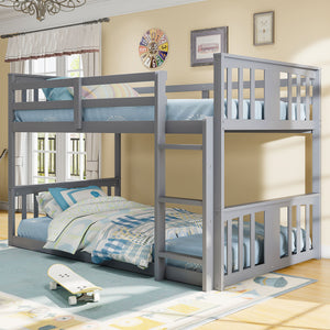 English Elm Twin Over Bunk Bed Solid Pine Frame Gray Finish with Guardrail for Kids N708P429640E