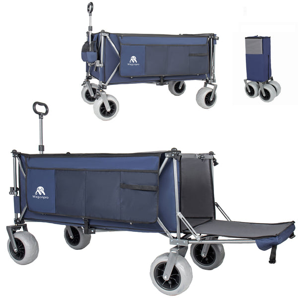 English Elm 67in Heavy Duty Utility Wagon with Extendable Tailgate and All Terrain Wheels 500lb Capacity Blue Gray W2932P417645