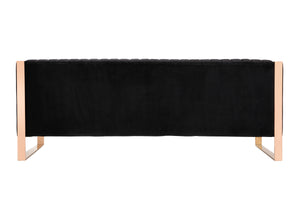 English Elm Trillium 83" Velvet Sofa with Gold Stainless Steel Frame, Vertical Stitching, Plush High-Density Foam Black B365P398096