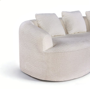 English Elm 110-inch Curved Chenille Modular Cloud Sofa Four Seat Plush Lounge for Living Room White W5527S00004