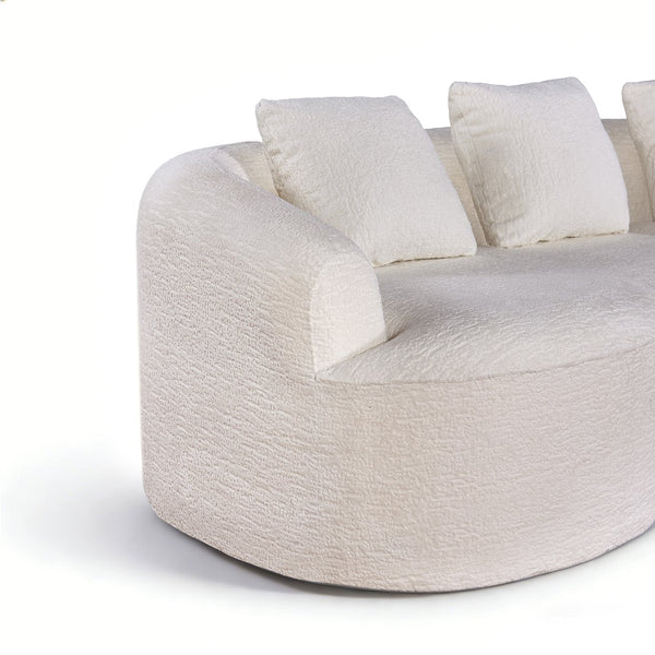 English Elm 110-inch Curved Chenille Modular Cloud Sofa Four Seat Plush Lounge for Living Room White W5527S00004