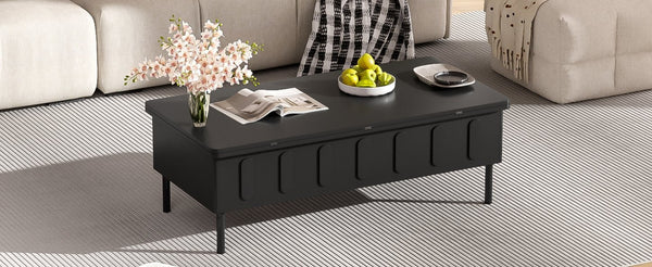 English Elm Vibe Haus Lift-Top Coffee Table: Multi-Functional Design With Hidden Storage & Drawers N724P292514B-GIGA