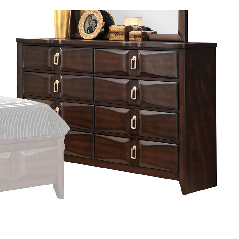 English Elm Lancaster Espresso Finish Dresser with 8 Beveled Drawers, Dovetail Joinery & Sleek Sled Base - Durable Stylish Storage B2726P261226
