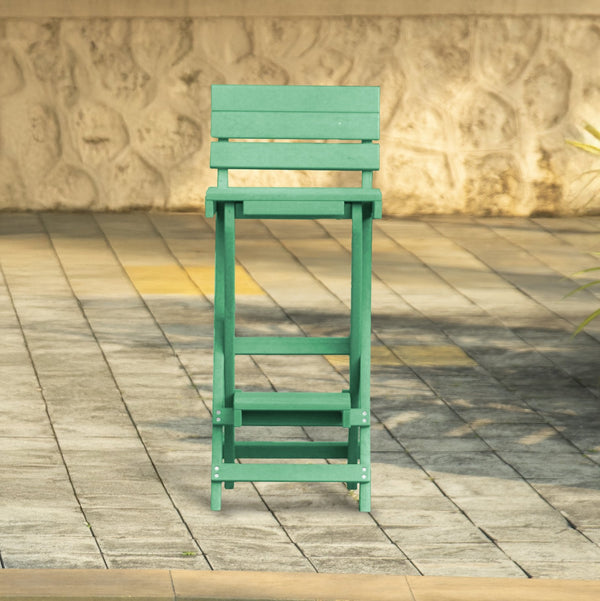 English Elm Harbor Point Recycled Hdpe Outdoor Folding Bar Stool Patio Deck All Season Seating Green B2745P409649