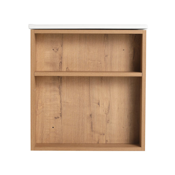 English Elm 30" Wall Mounting Bathroom Vanity Cabinet with Adjustable Side Shelf, Soft-Close 2/3 Drawers, Water-Resistant Plywood Imitative Oak W999P193004