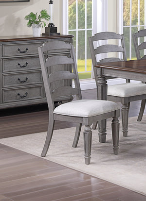 English Elm Light Grey Upholstered Ladder Back Dining Chairs Set of 2 — Comfortable Wooden Frame Side Seating, 19"x25"x40" B011P287307