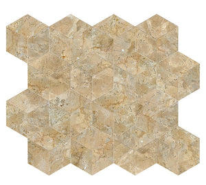 English Elm Hexagon Gold Beige Yellow Marble Tiles - Polished & Textured Natural Stone For Elegant Interiors W1696P262334