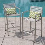 Christopher Knight Home® Wicker Bar Stools Set of 2 - Outdoor, Aluminum Frame, Silver Finish