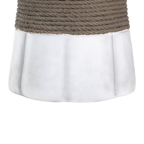 English Elm Outdoor Mgo Side Table with Woven Rope Texture and Fan Base for Patio or Living Room N765P382573W