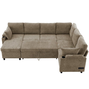English Elm 101.2" Modular Chenille Sectional Sofa with Tufted Cushions and Deep Seating for Living Room N719S001910D