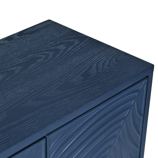 English Elm Modern 4-door Sideboard with Carved Surface, Adjustable Shelves, Spacious Storage for Entryway & Living Room W2696P280000