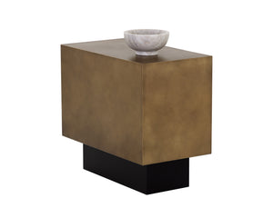 Sunpan Blakely Side Table - Contemporary Rectangular End Table with Bold Design and Artisan Craftsmanship Antique Brass