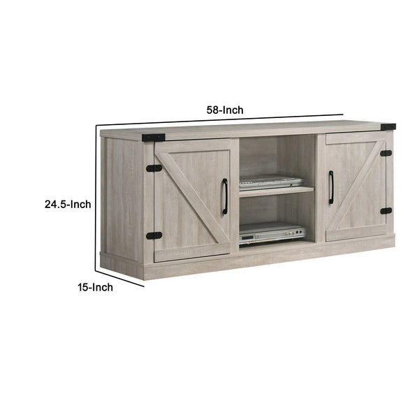 English Elm Olv Farmhouse Tv Stand with Barn Sliding Doors Open Shelving for Living Rooms B056P416833