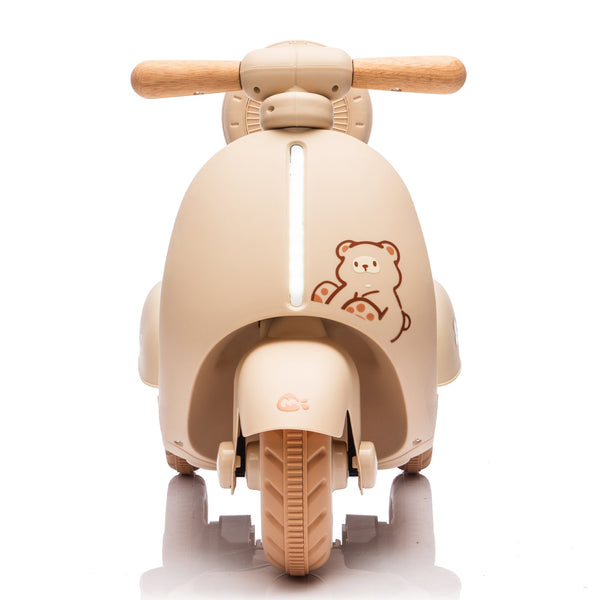 English Elm 12v Kids Electric Tricycle Toddler Ride on Scooter Wooden Handle Parental Remote Control Beige W1578P381432