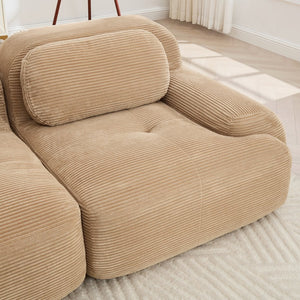 English Elm L-shaped Modular Corduroy Sectional Sofa Ergonomic Low Profile Living Room Seating Camel W714S01240