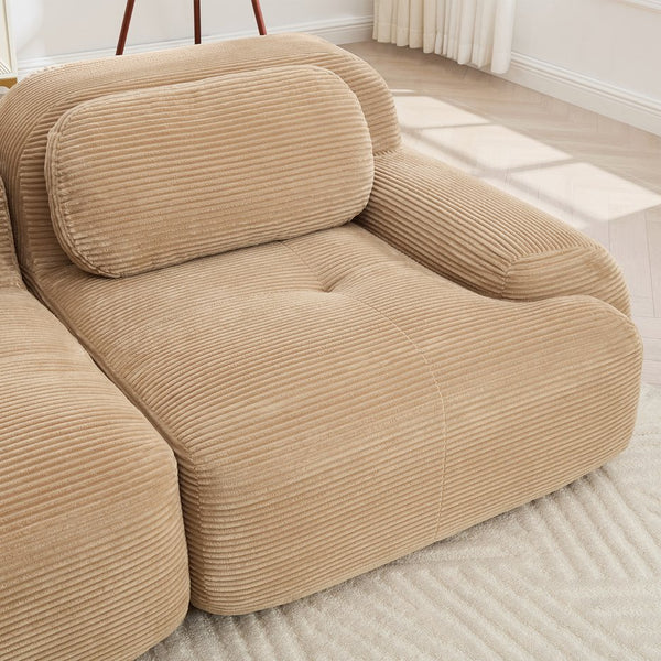 English Elm L-shaped Modular Corduroy Sectional Sofa Ergonomic Low Profile Living Room Seating Camel W714S01240