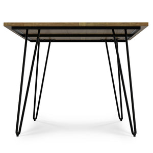English Elm Hunter Modern Industrial Dining Table 66x40 in Solid Mango Wood Top with Black Hairpin Legs, Durable Finish Light Brown B136P203505
