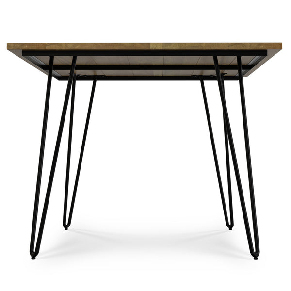 English Elm Hunter Modern Industrial Dining Table 66x40 in Solid Mango Wood Top with Black Hairpin Legs, Durable Finish Light Brown B136P203505