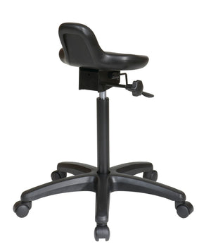 OSP Home Furnishings Saddle Seat Ergonomic Stool with Urethane Cushion Swivel Base for Active Workspaces KH206