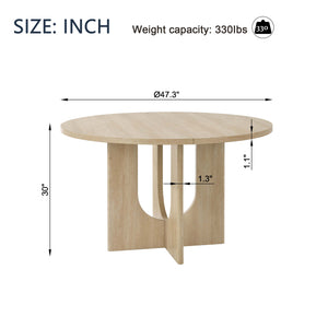 English Elm Modern Farmhouse Round Dining Table Seats Four Light Oak Finish Kitchen Nook W1998P376255