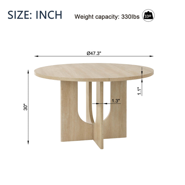 English Elm Modern Farmhouse Round Dining Table Seats Four Light Oak Finish Kitchen Nook W1998P376255