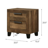 English Elm Rustic Oak 2-Drawer Nightstand