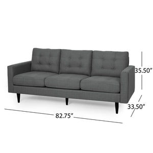 English Elm Christopher Knight Home® - 3-Seater Modern Fabric Sofa - Dark Grey, Elegant Button-Tufted Design, Durable & Stylish For Living Spaces 66890.00A_66890.00B