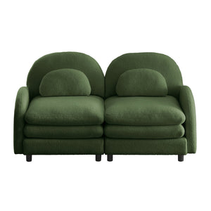 English Elm Teddy Fleece Curved Loveseat Modular Two Seater Sofa with Cloud Soft Double Layer Cushions Green W5656S00076