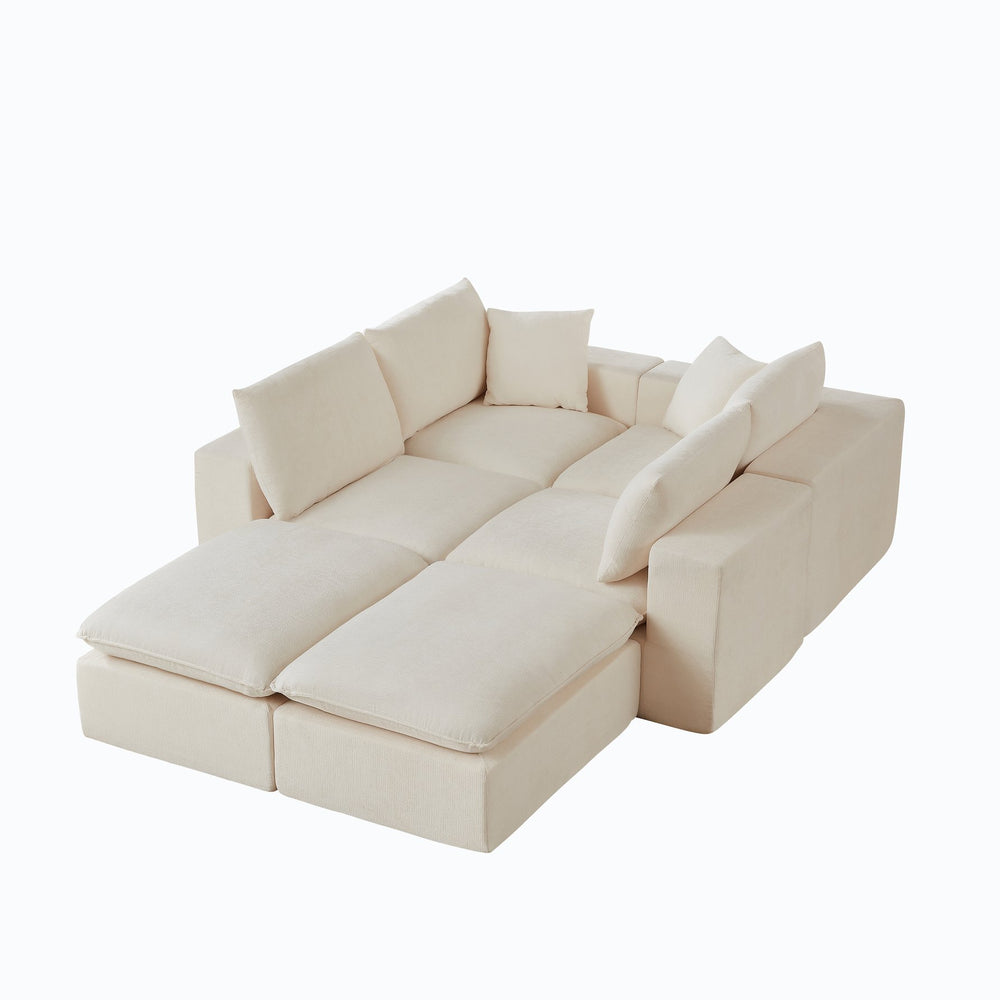 English Elm Modern Chenille Cloud Sofa Modular Sectional with Plush Cushions for Living Rooms W3396S00049
