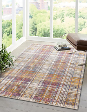 Unique Loom Deepa Gingham Machine Made Geometric Rug Multi, Blue/Yellow/Pink/Peach/Purple/Ivory/Light Blue/Light Brown/Light Green/Light Salmon 7' 10" x 9' 8"