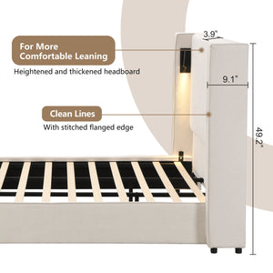 English Elm Christopher Knight Home® - King Size Upholstered Bed Frame With Wingback Headboard, Usb Charging & Adjustable Reading Lamp N757P235229B