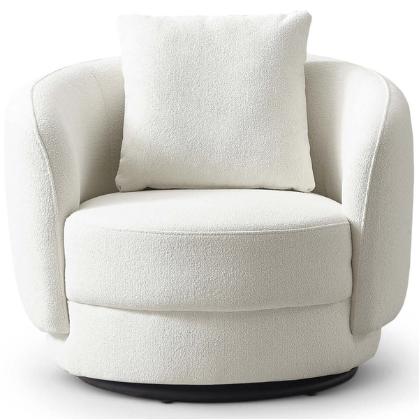 English Elm Dylan Boucle Upholstered Lounge Chair with Curved Back and Solid Wood Legs B183P201791