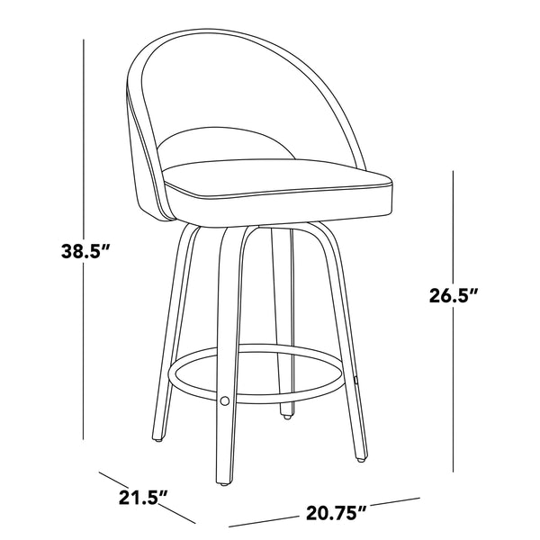 English Elm Fixed-height Walnut Wood Counter Stools with Fabric Seats Mid-century Modern Set of 2 B202S02152