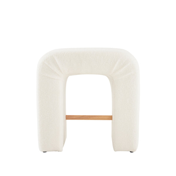 English Elm Christopher Knight Home® - 24'' Boucle stool with inverted U design, cozy loop-pile seating, durable rubberwood footrest, modern set of 2 White N780P187017K