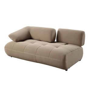 English Elm Carrick 3‑Piece Beige Sandwich Mesh Sectional Sofa with Ottoman — Chenille Accents, KD Legs, Foam Comfort B2726S00395