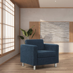 OSP Home Furnishings Pacific Club Armchair with Chrome Legs and Performance Fabric for Modern Living Rooms Armchair Navy PAC51-S76