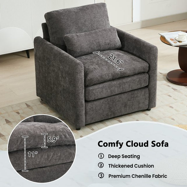 English Elm Cozy Oversized Upholstered Sofa Set - Plush Comfort With Double Cushion Support For Modern Living Rooms N719S001921E