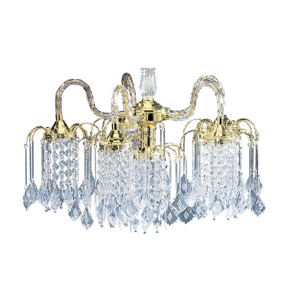English Elm 25" Tall Metal Chandelier - Elegant Polished Brass With Crystal Accents For Timeless Home Décor B072116083