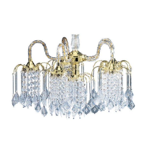 English Elm 25" Tall Metal Chandelier - Elegant Polished Brass With Crystal Accents For Timeless Home Décor B072116083