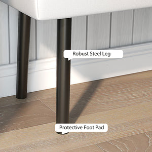 English Elm HOMCOM Upholstered Ottoman Bench 39.4" Faux Leather Diamond-Tufted Padded Seat Metal Legs Gray, Stable and Stylish W2225P229335