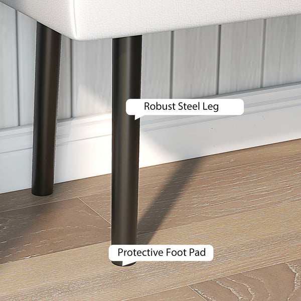 English Elm HOMCOM Upholstered Ottoman Bench 39.4" Faux Leather Diamond-Tufted Padded Seat Metal Legs Gray, Stable and Stylish W2225P229335