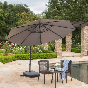 English Elm Christopher Knight Home® - Simple Banana Shape Hanging Umbrella - Stylish Gray Canopy For Outdoor Shade & Easy Assembly 60641.00GRYSET