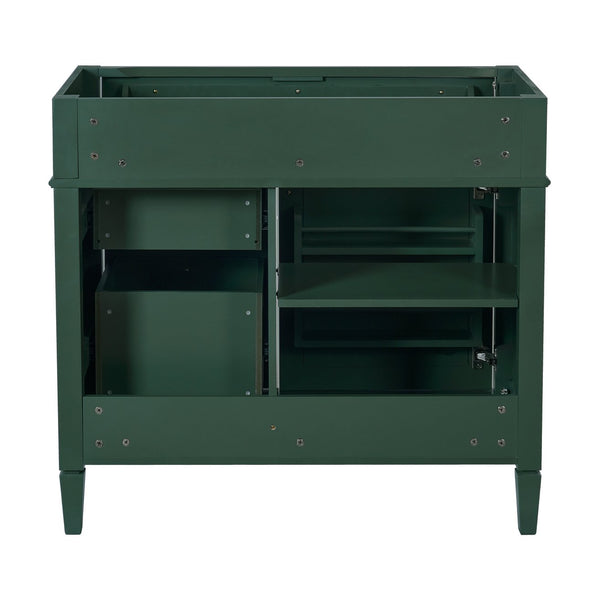 English Elm 36'' Modern Bathroom Vanity Cabinet with Tip-Out Drawer, Adjustable Shelf, Smooth Metal Slides, Solid Wood Frame Green N710P186084F
